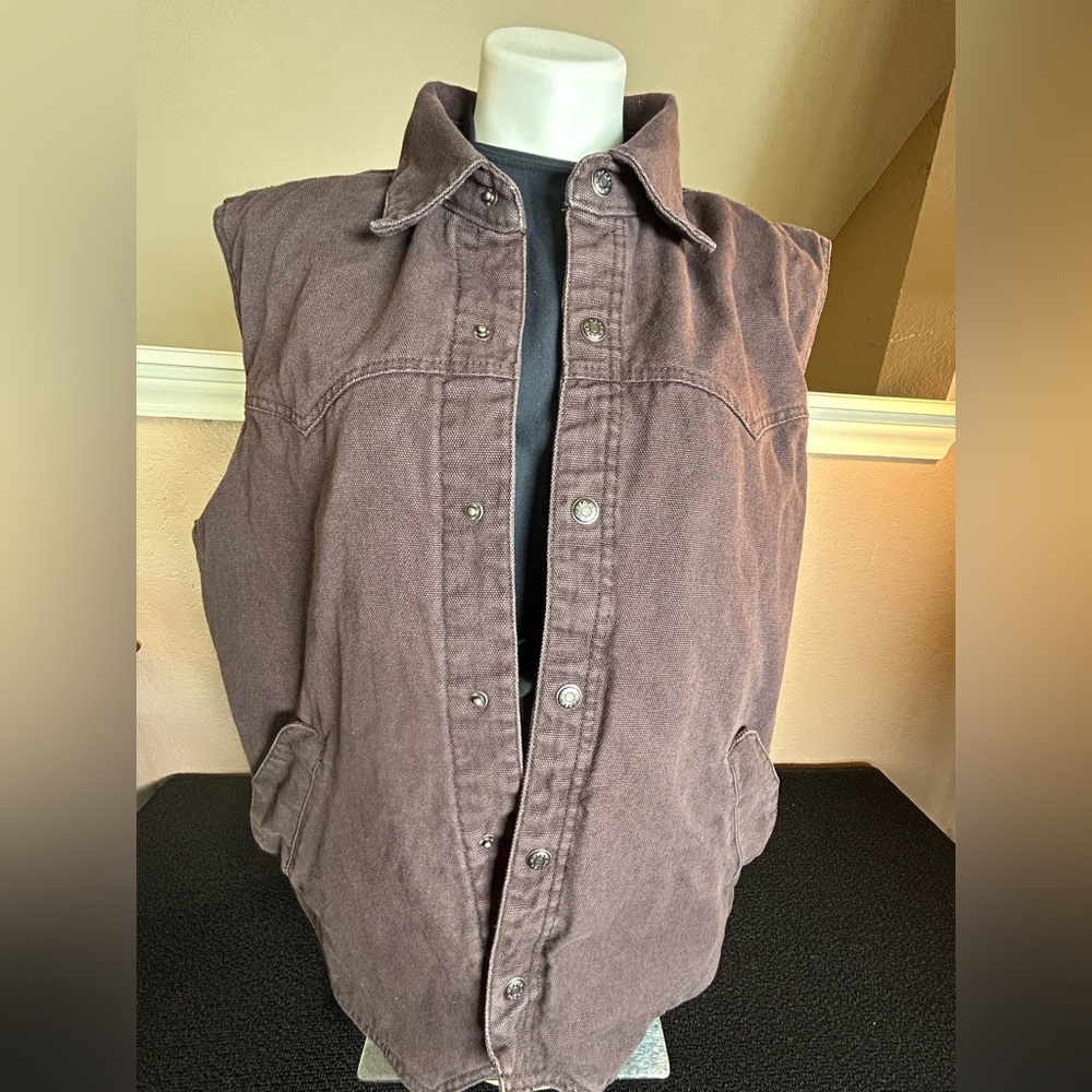 Brown Roper Range Gear Vest with Snap Buttons & Quilted Lining